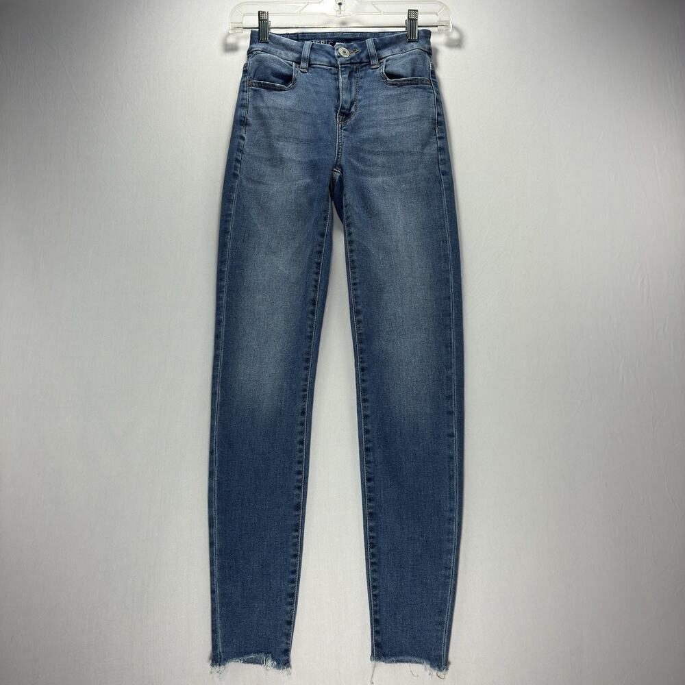 American Eagle Women’s 000 Curvy Jegging Jeans Next Level Stretch Blue Raw Hem